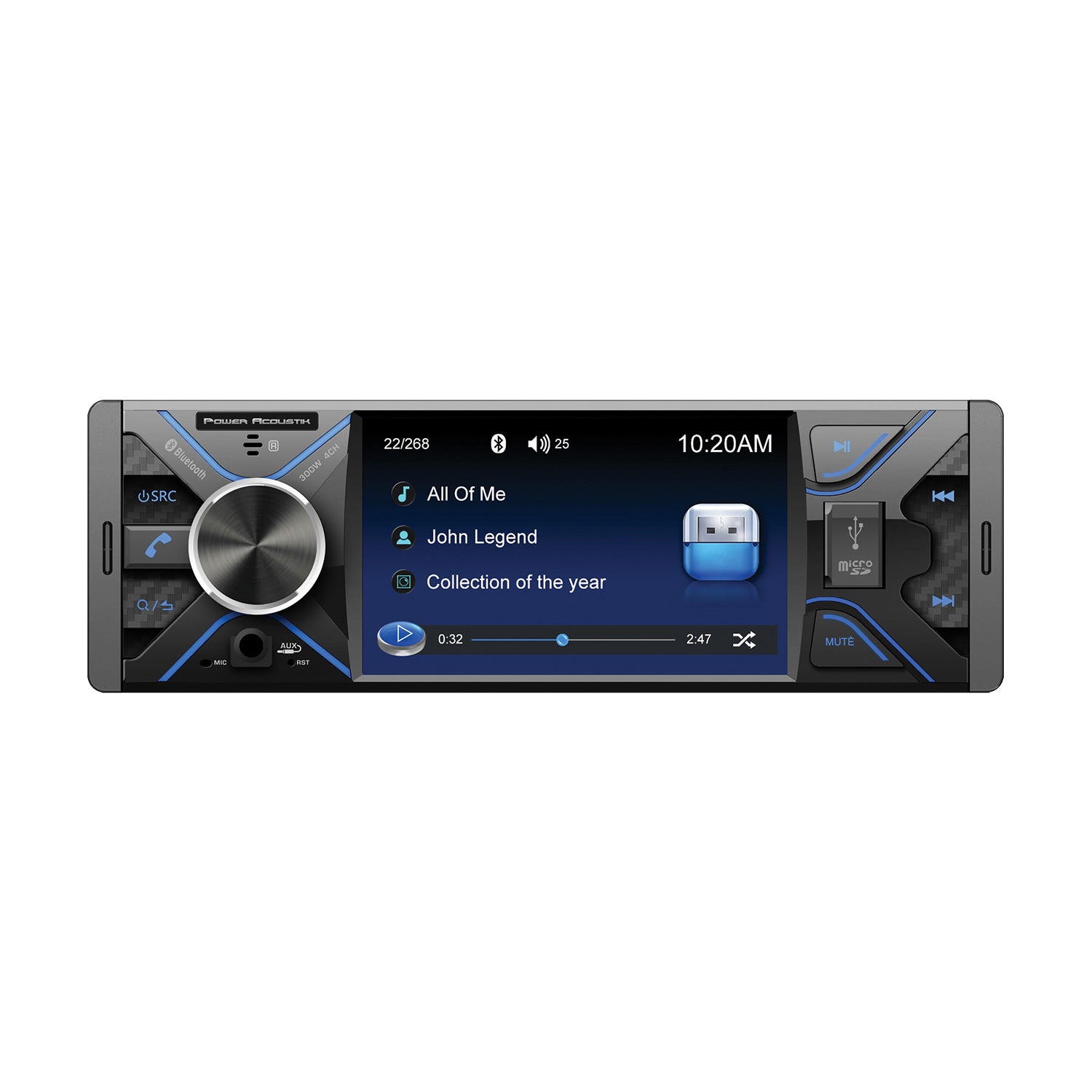 PML‐430HB | 1-DIN Digital Media Car Stereo w/ Bluetooth Connectivity & 4.3" LCD
