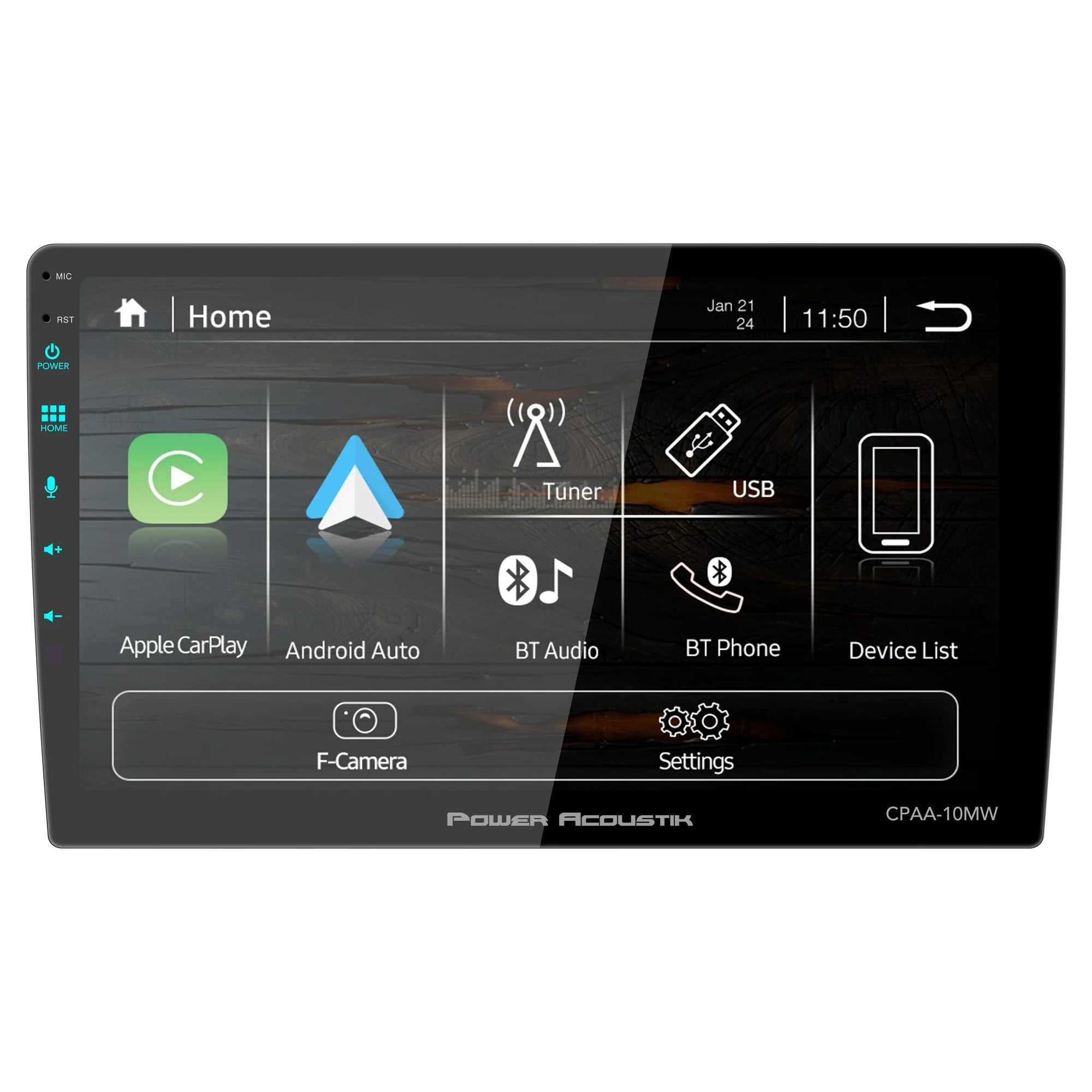 Power Acoustik CPAA‑10MW 10.6″ Floating Touchscreen Head Unit | Wireless CarPlay® & Android Auto™ | Mechless 2-DIN Stereo