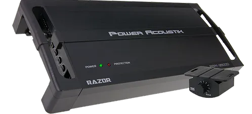 RZR1-2500D | 2500W Monoblock Class D Car Amplifier – 2-Ohm Stable, Remote Bass Control, Compact Razor Series Design