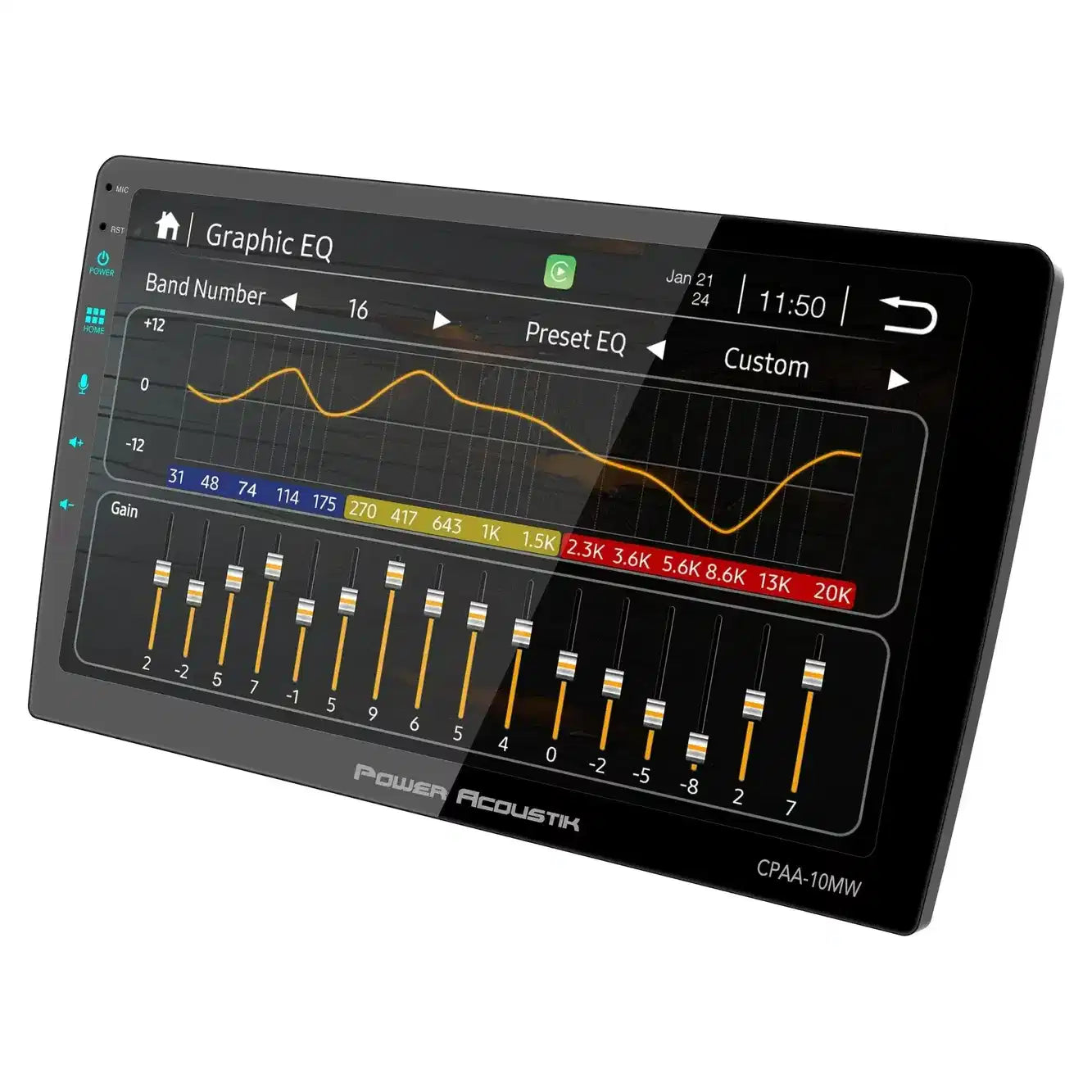 Power Acoustik CPAA‑10MW 10.6″ Floating Touchscreen Head Unit | Wireless CarPlay® & Android Auto™ | Mechless 2-DIN Stereo