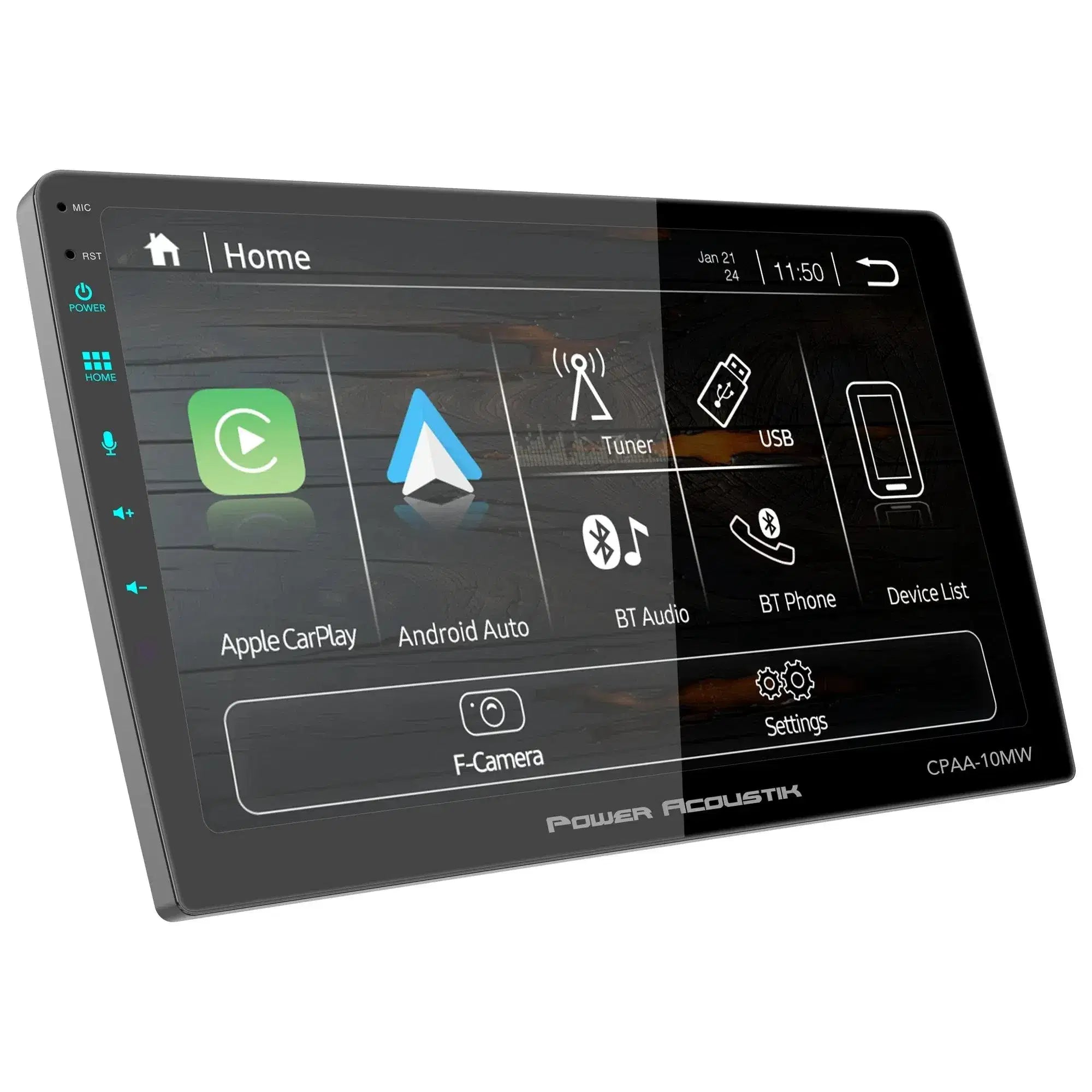 Power Acoustik CPAA‑10MW 10.6″ Floating Touchscreen Head Unit | Wireless CarPlay® & Android Auto™ | Mechless 2-DIN Stereo