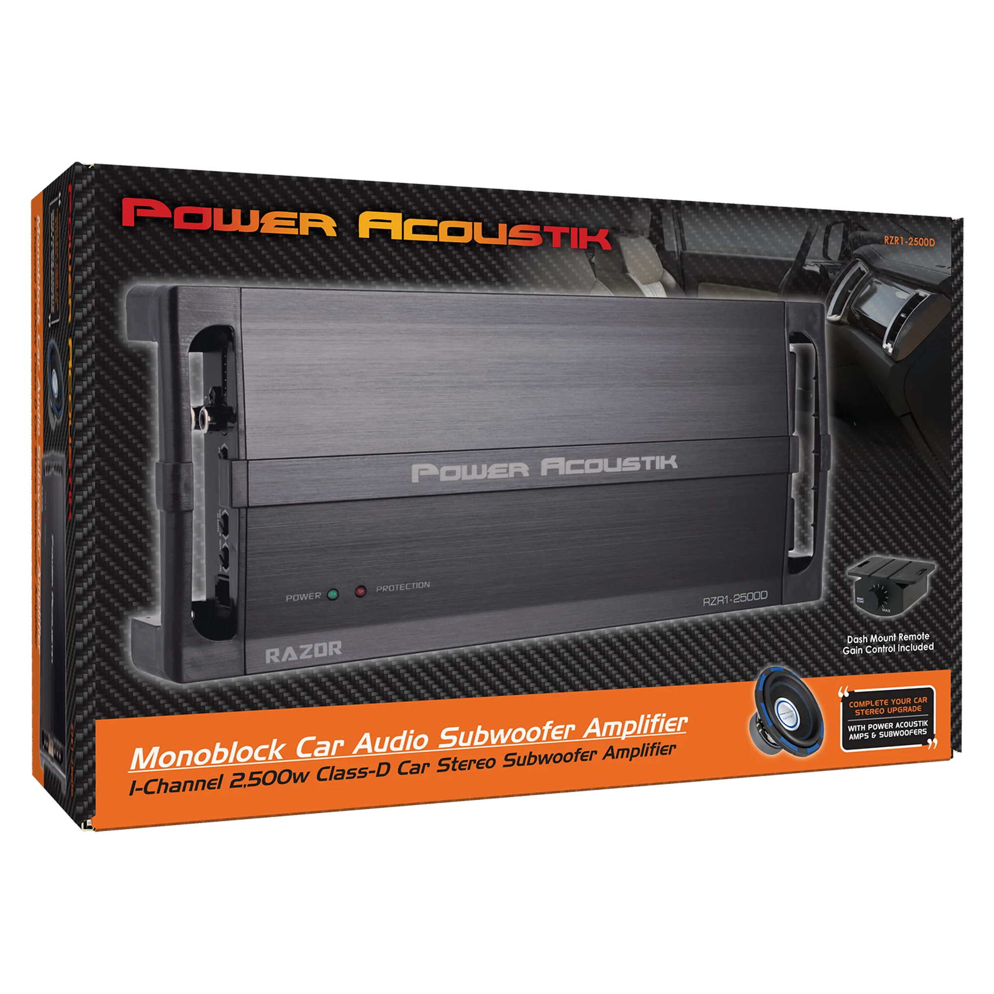 RZR1-2500D | Amplifier, Razor Series Subwoofer 1-Channel Amplifier, 2 Ohm Stable 2,500 Watt Max