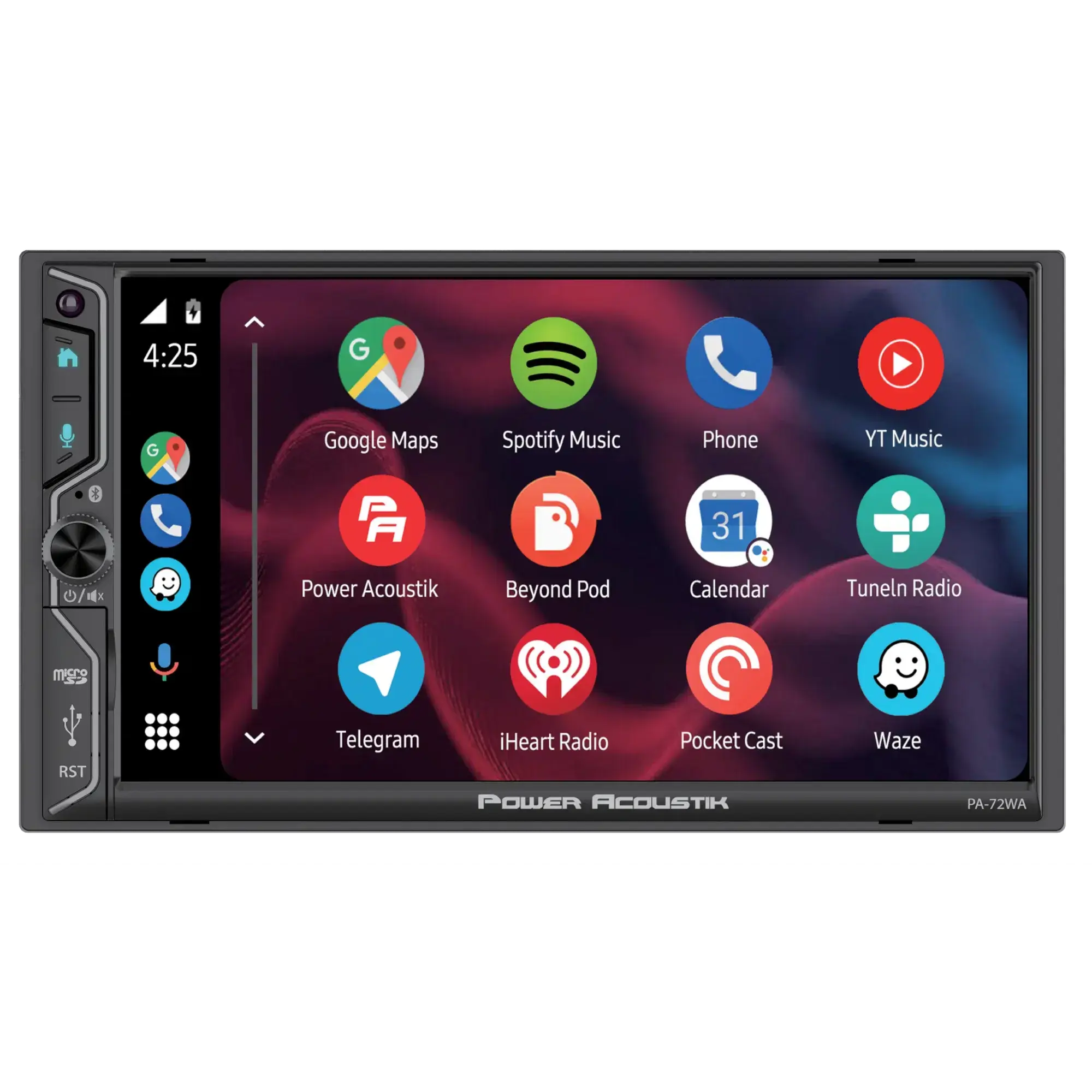 Power Acoustik PA-72WA 2-DIN Car Stereo Head Unit – 7” Touchscreen, Wireless Apple CarPlay & Android Auto, Bluetooth, USB, DSP Audio, Backup Camera Support