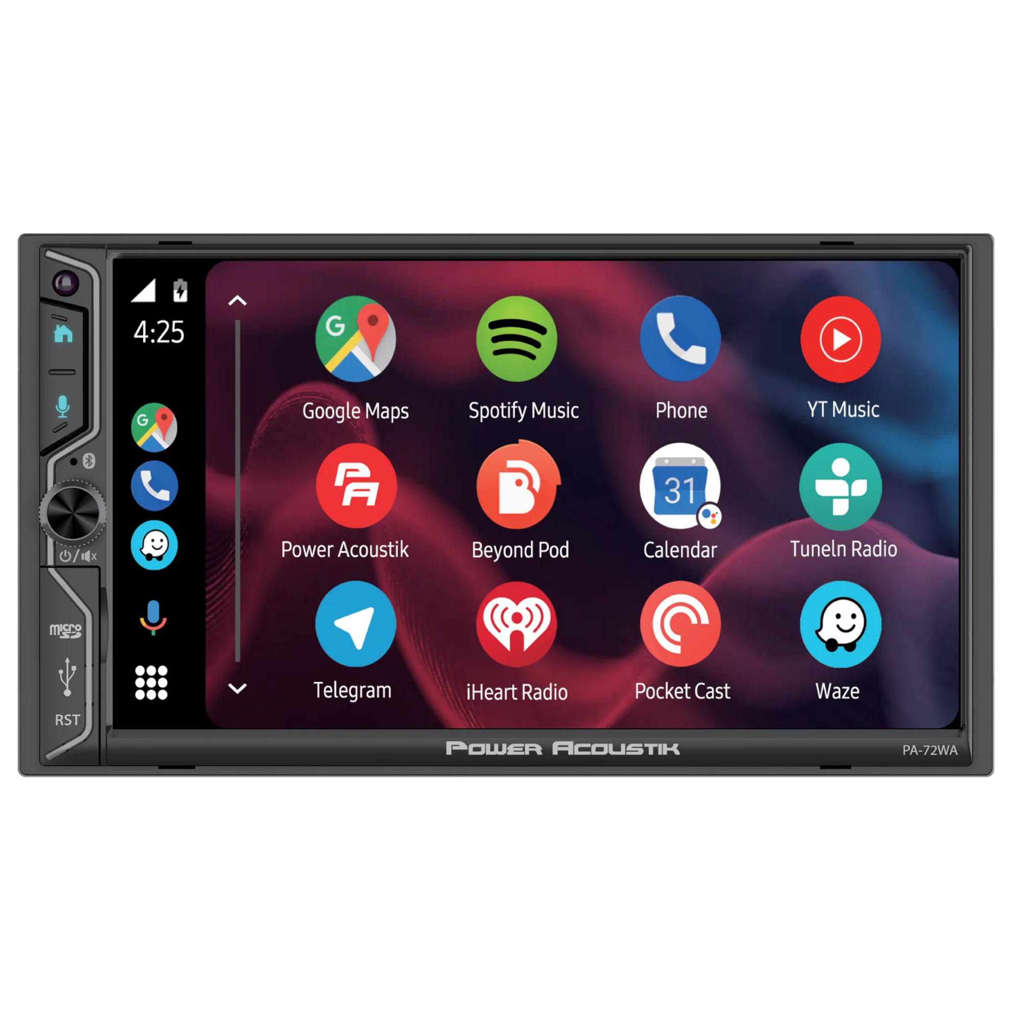 Power Acoustik PA-72WA 2-DIN Car Stereo Head Unit – 7” Touchscreen, Wireless Apple CarPlay & Android Auto, Bluetooth, USB, DSP Audio, Backup Camera Support