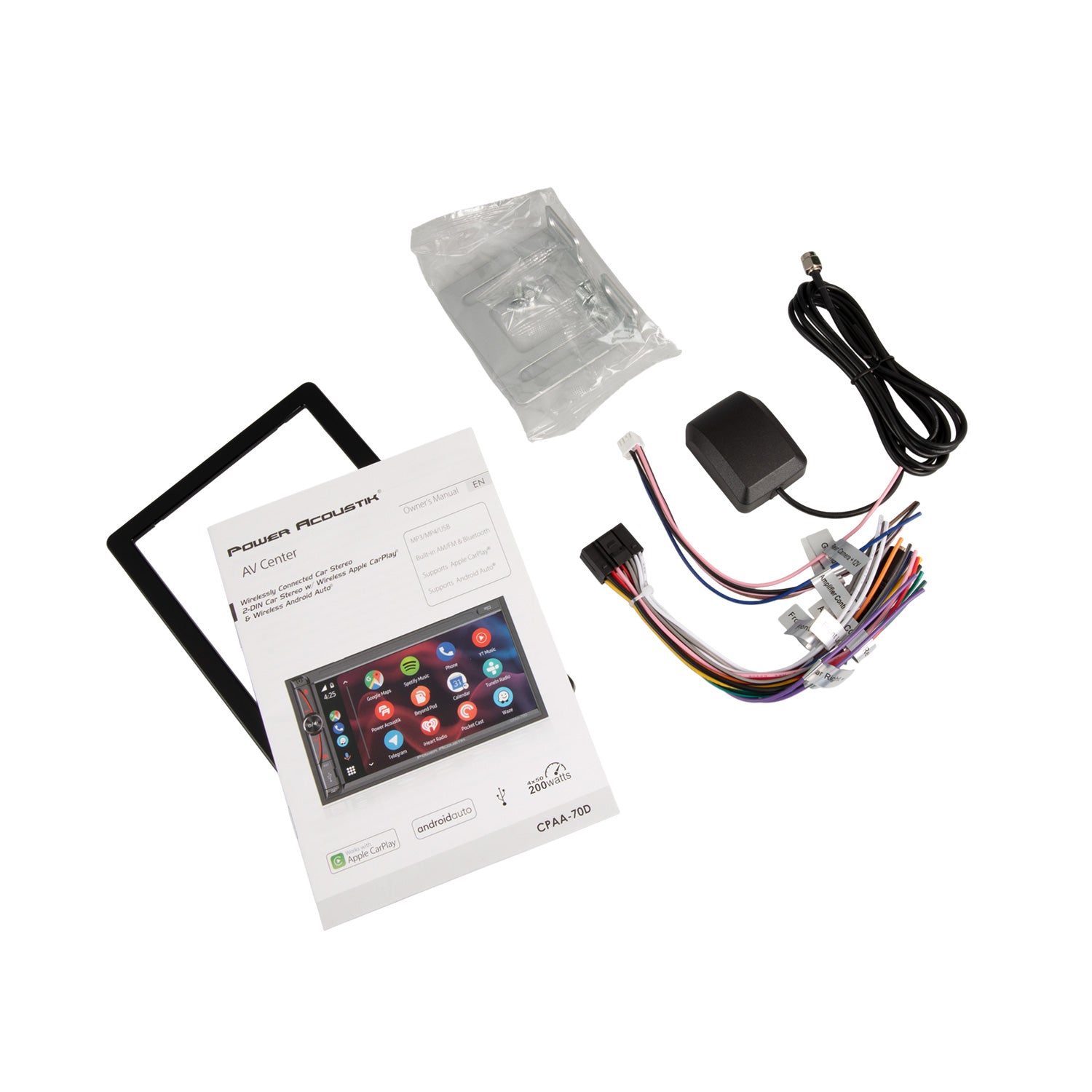 Power Acoustik CPAA-70D Double DIN Car Stereo with Wireless Apple CarPlay® & Android Auto™
