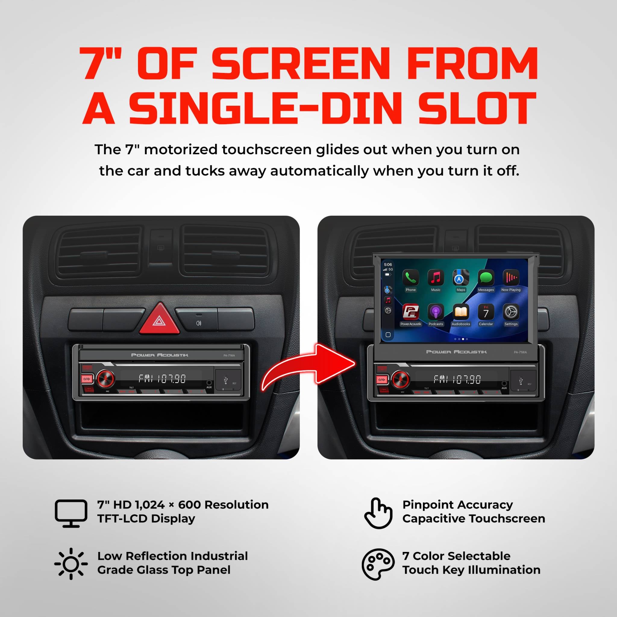 Car single slot touchscreen