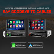 Power Acoustik PA-71WA Single DIN Car Stereo w/ 7" Motorized Touchscreen, Wireless Apple CarPlay and Android Auto, Bluetooth