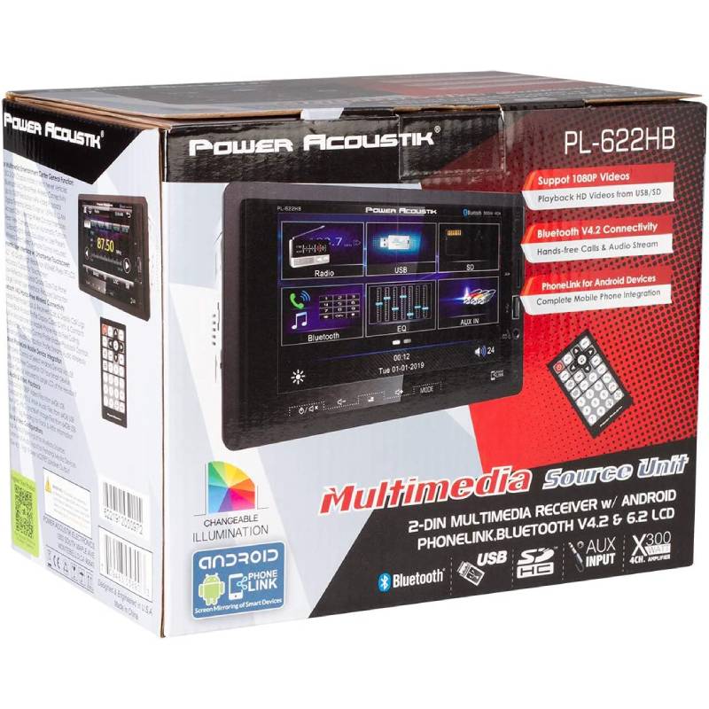PL-622HB | Double DIN with 6.2-inch Capacitive Touchscreen, Digital Media Receiver with Bluetooth and Android PhoneLink