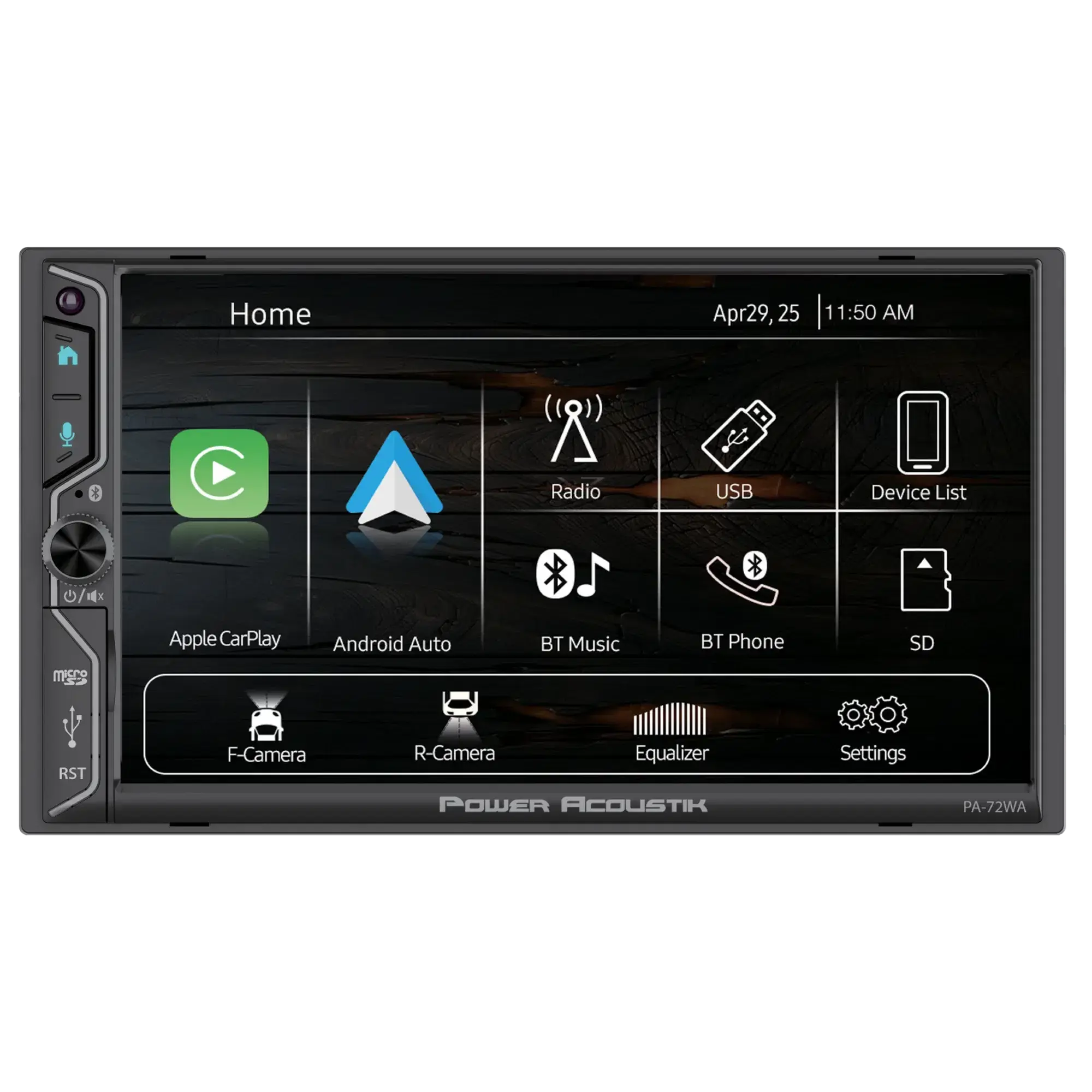 Power Acoustik PA-72WA 2-DIN Car Stereo Head Unit – 7” Touchscreen, Wireless Apple CarPlay & Android Auto, Bluetooth, USB, DSP Audio, Backup Camera Support