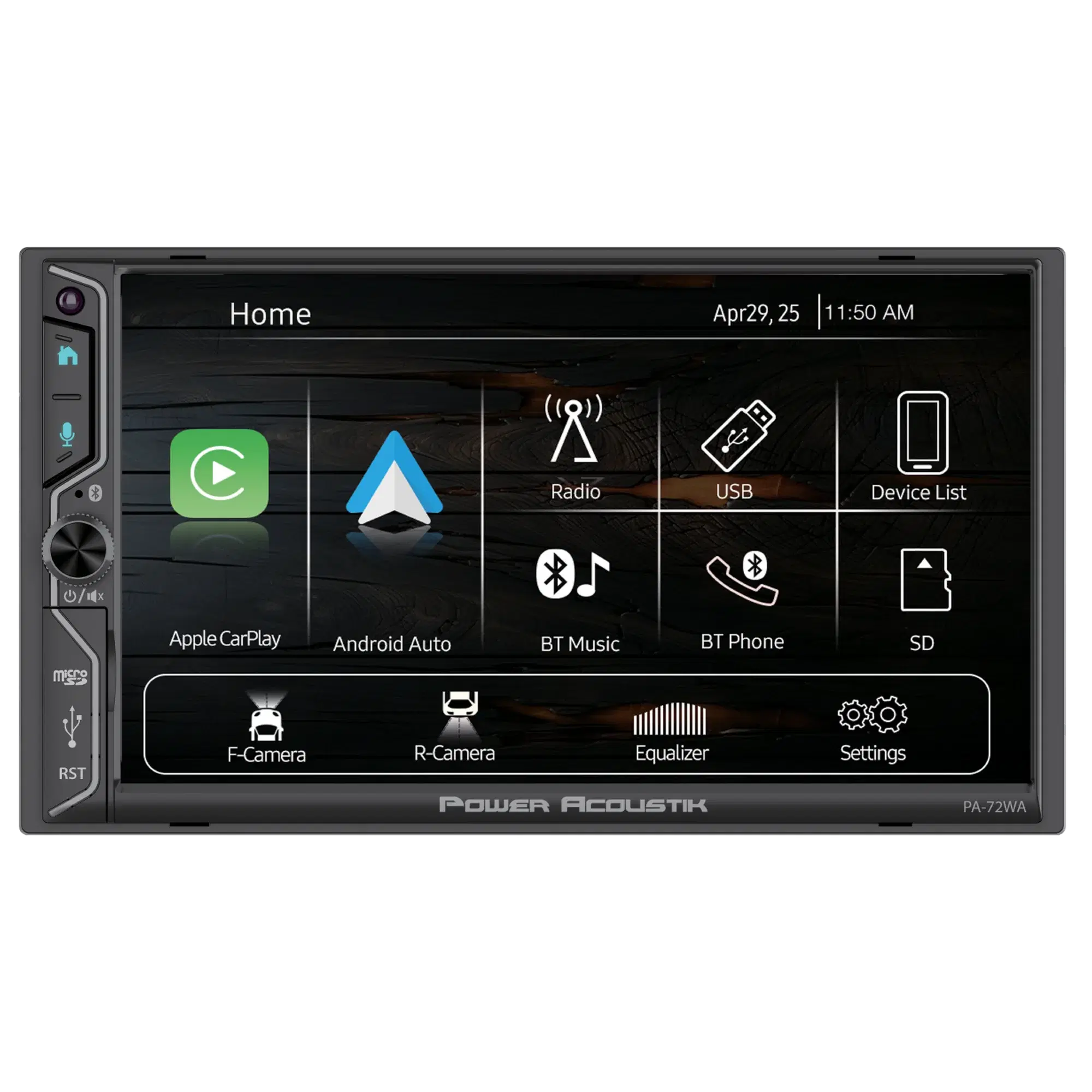 Power Acoustik PA-72WA 2-DIN Car Stereo Head Unit – 7” Touchscreen, Wireless Apple CarPlay & Android Auto, Bluetooth, USB, DSP Audio, Backup Camera Support