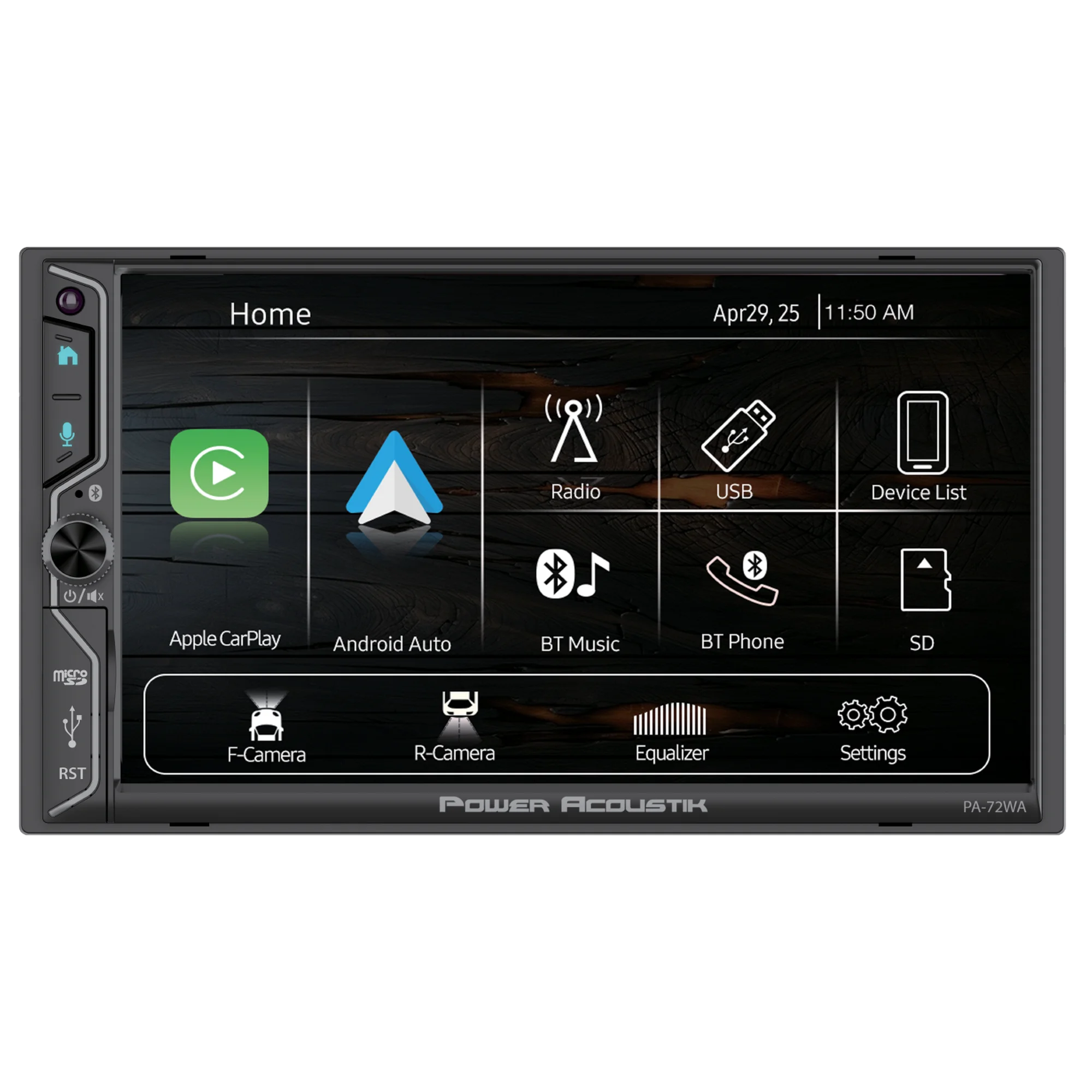 Power Acoustik PA-72WA 2-DIN Car Stereo Head Unit – 7” Touchscreen, Wireless Apple CarPlay & Android Auto, Bluetooth, USB, DSP Audio, Backup Camera Support