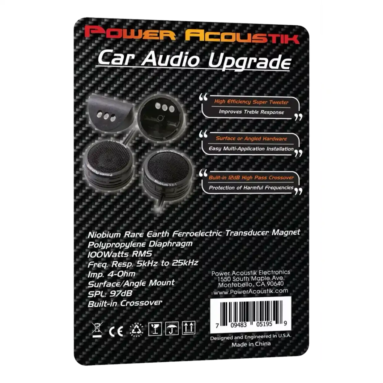 NB-18 | 200 Watt Max Super Tweeter for Car Stereo, Niobium Micro Dome, Polypropylene Diaphragm (Pair)