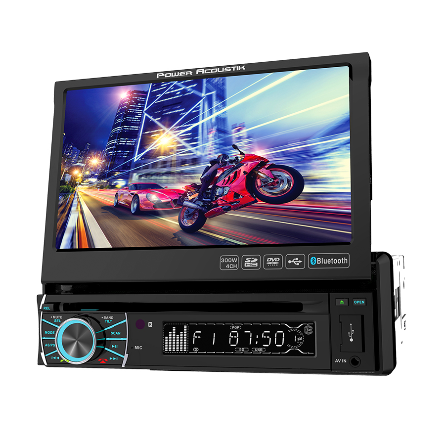 Power Acoustik PD-720B Single DIN with 7-inch Motorized LCD Touchscreen CD/MP3 Car Stereo with Bluetooth DVD 